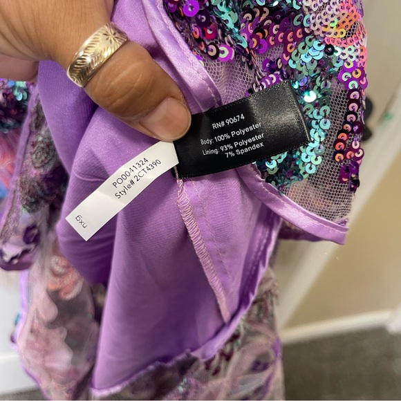 Boston Proper Embroidered Sequin Mesh Ruffle Slit Midi Dress Sz 14 - Picture 6 of 8